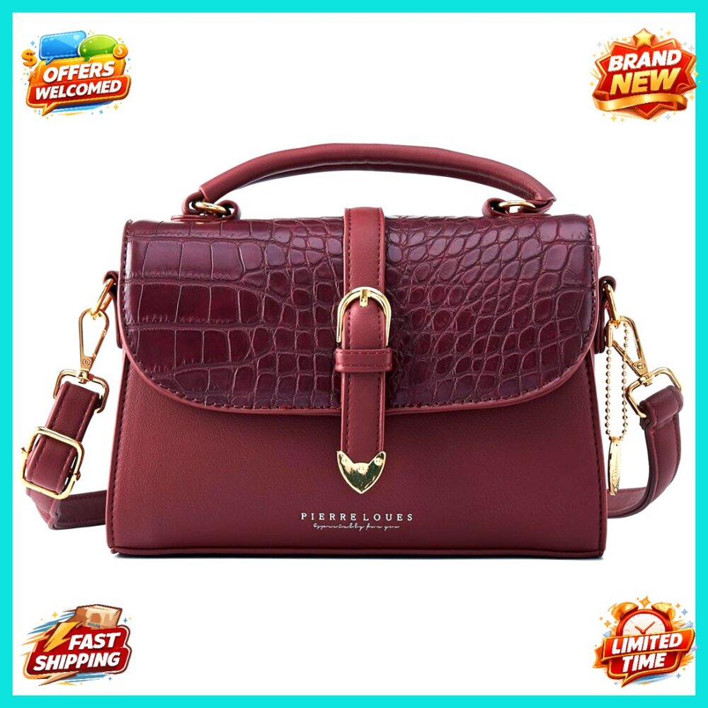 Retro Crocodile Embossed Faux Leather Satchel Crossbody Shoulder Bag